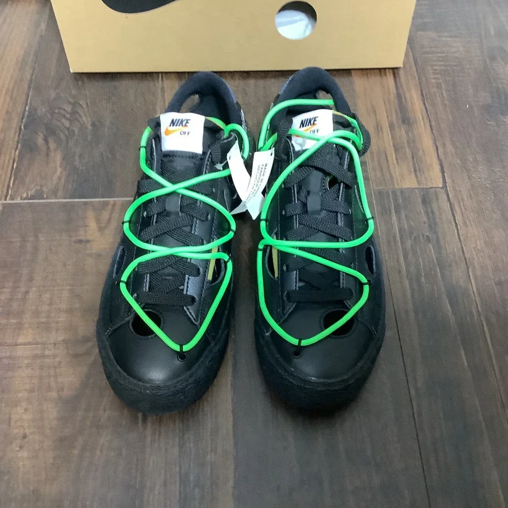 Nike Off-White Blazer Low Black Electro Green Size 7.5 DH7863-001 Mens Sneakers